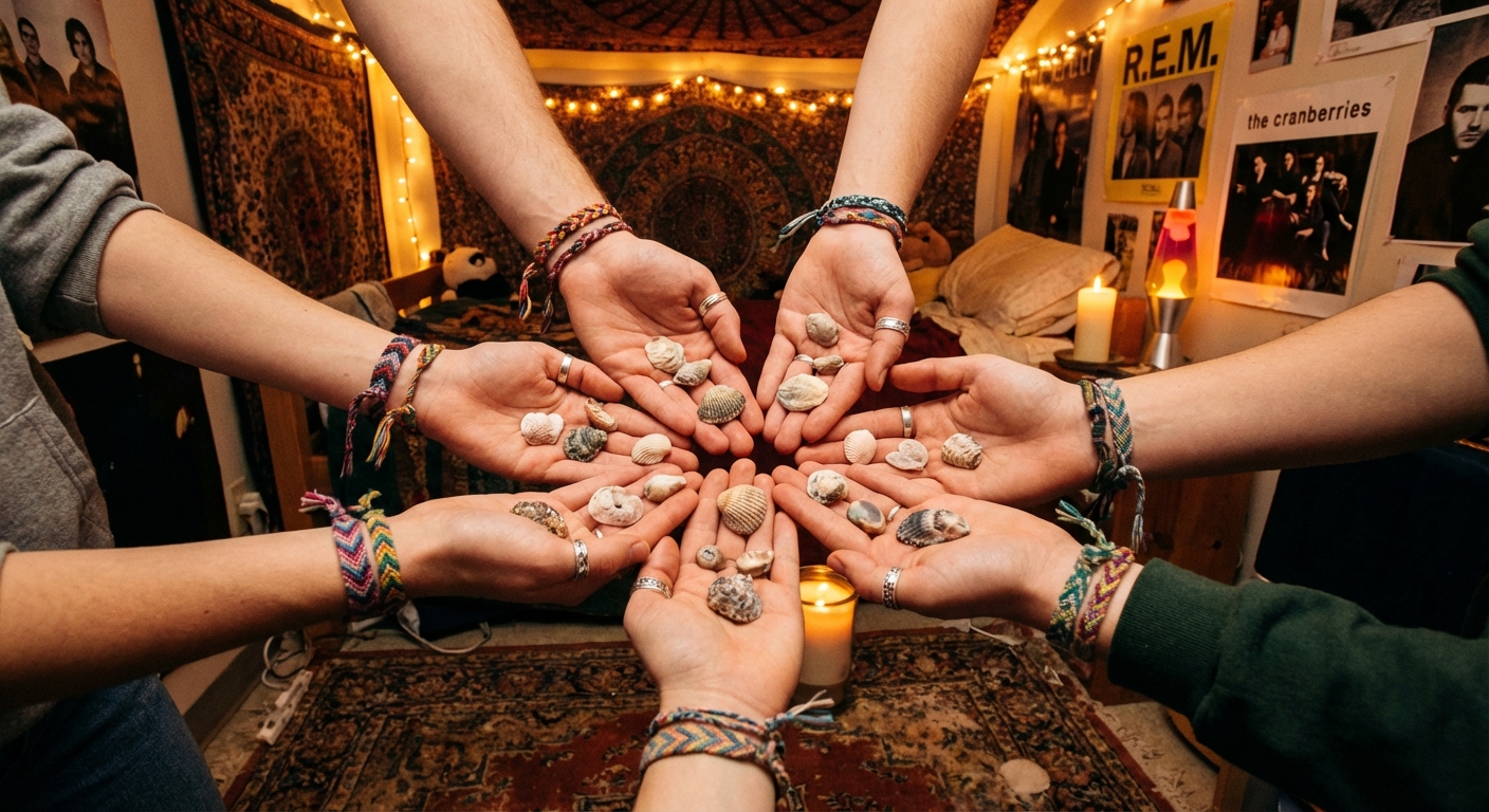 Sacred shells being held